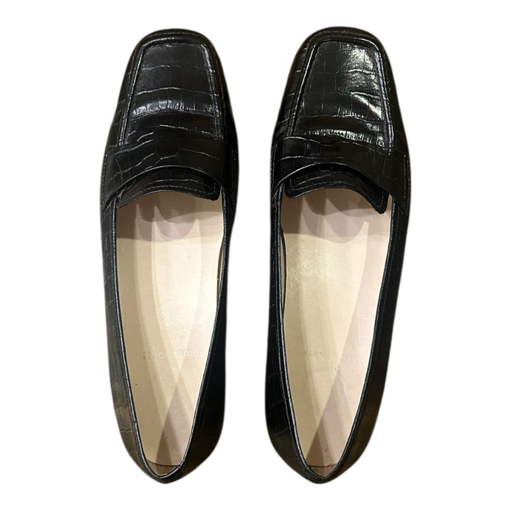Rockport Embossed Square Toe Leather Loafers Black Size 7 - Picture 8 of 11